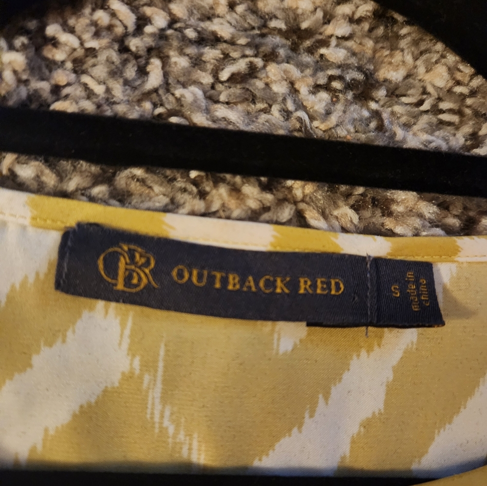 Express Outback Red Pattern Silky Blouse Small - image 4